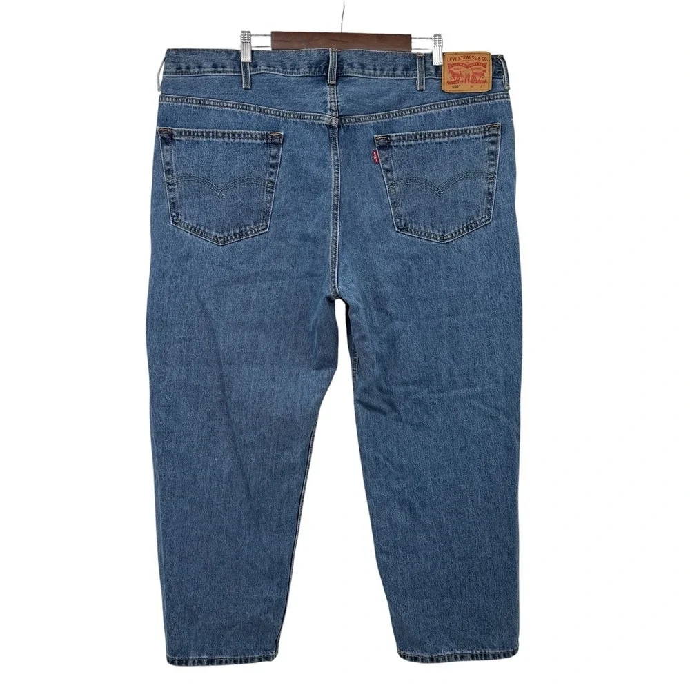 Levi's 550 Relaxed Fit Jeans Men 46x29 (44x28 Measured) Light Wash Denim Red Tab